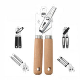Multifunction Stainless Steel Can Opener & Bottle Opener with Wooden Handle