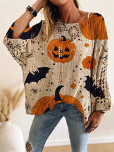 Women’s Halloween Pumpkin Bat Oversized Sweater
