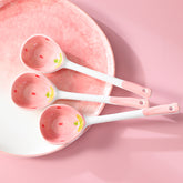 Cute Strawberry Ceramic Soup Spoon – Long Handle Japanese Style Spoon for Soup, Rice, Desserts & Everyday Dining