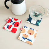 Floral Fabric Coaster – Square Polyester Cup Mat for Dining Table & Kitchen Decor
