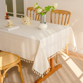 Solid Waterproof Tablecloth, Cotton Linen Rectangular Table Cover