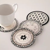 Vintage Floral Rubber Coaster Set of 3, Round Heat‑Resistant Cup Mats for Tabletop Protection