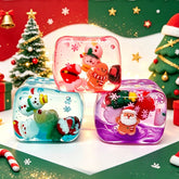 Christmas Squishy Toy – 5.5CM Cute Holiday Sensory Squeeze Block with Mini Christmas Figures, Soft Stress Relief Fidget Toy