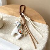 Vintage Horse Bag Charm – Cotton Linen Pony Pendant, Embroidered Animal Keychain for Backpack & Purse