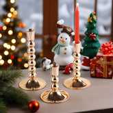 French Gold Electroplated Bead Candleholder, Heavy Duty Exquisite Iron Decor