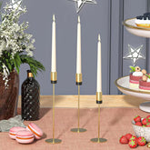 Electroplated Dual Tone Metal Candleholder Decor Set
