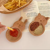 Beech Wood Animal Sauce Dish Wooden Dipping Plate