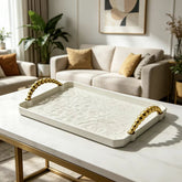 Milky White Ripple Texture Rectangular Plastic Tray Modern Serving Tray Decorative Organizer Countertop Display Tray