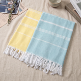 Boho Striped Cotton Beach Throw Towel Large Absorbent Tassel Bath Towel Travel Blanket 1x1.8m