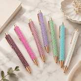 Bling Rhinestone Ballpoint Pen – Retractable Metal Gift Pen for Office, School & Wedding