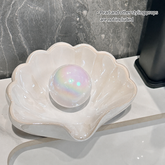 Shell Shape Ceramic Soap Dish – Elegant Seashell Soap Holder Tray for Bathroom Sink, Kitchen & Home Decor