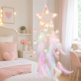 Boho Feather Dream Catcher – Handmade Moon Star Wall Hanging Decor
