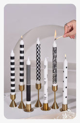 25cm Black Printed Taper Candles – Set of 2