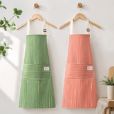 Cotton Linen Apron for Women, Cute Sleeveless Kitchen Smock with Front Pocket