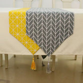 Geometric Linen Table Runner Modern Home Decor Table Flag