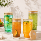 11oz Ribbed Stackable Glass Tumbler – Vintage Coffee, Juice & Whiskey Glass