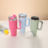 40oz Stainless Steel Insulated Travel Tumbler with Handle – Double Wall Vacuum Portable Mug