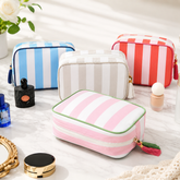 Striped Tassel Cosmetic Bag – Waterproof Travel Toiletry Organizer