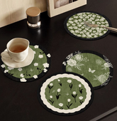 Round Floral Placemat – Green Botanical Table Mat