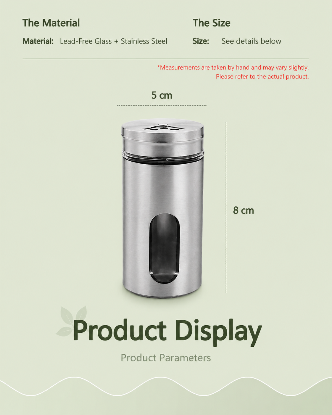 Stainless Steel Glass Spice Jar – Adjustable Seasoning Shaker