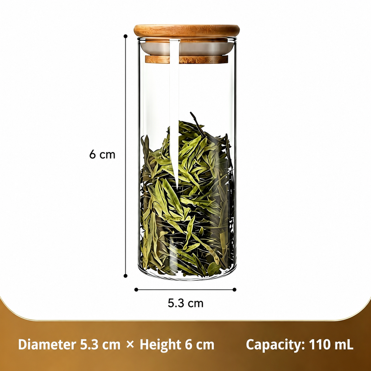 Glass Storage Canister with Bamboo Lid – Airtight Clear Glass Jar for Tea, Spices & Dry Food