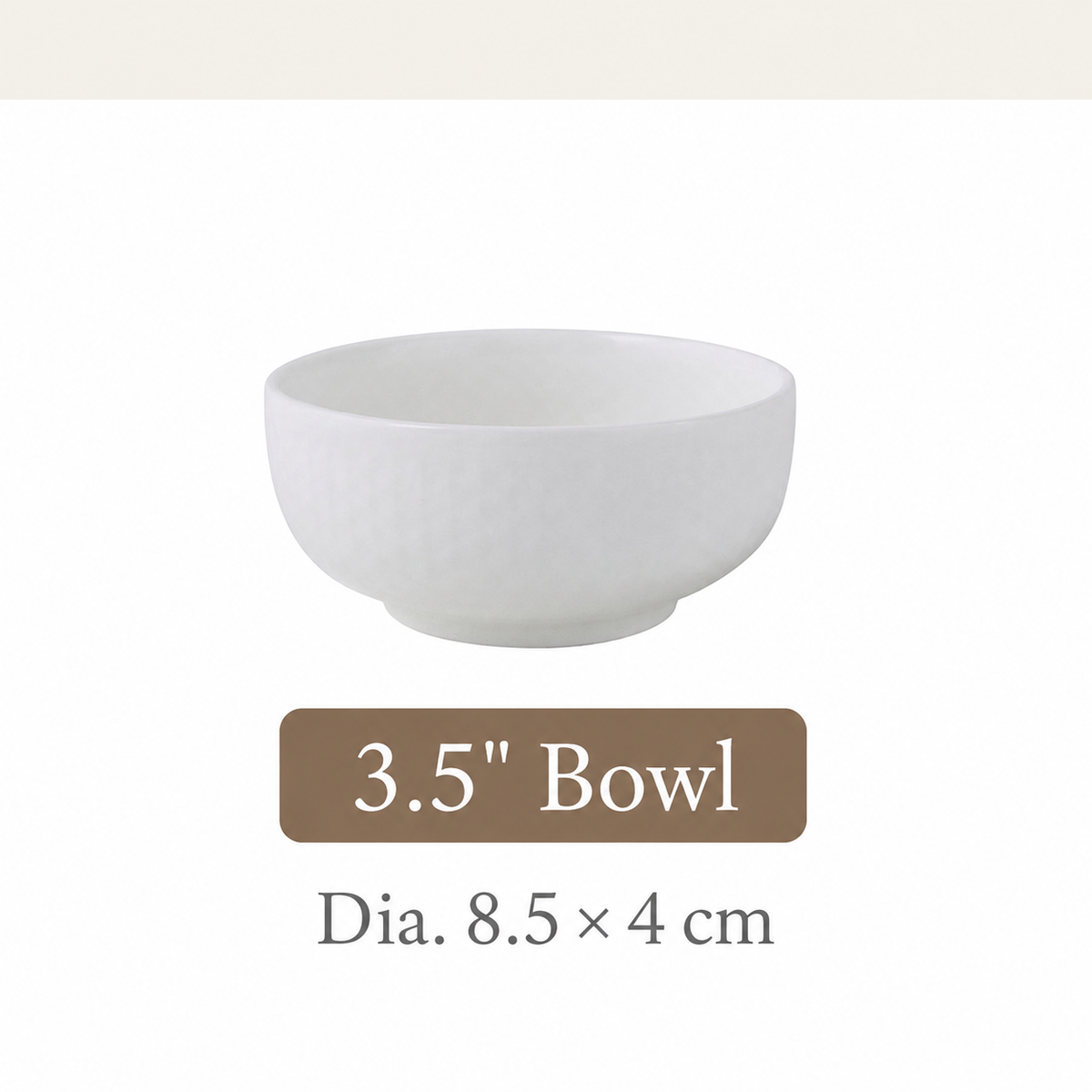 White Ceramic Bowl – Grid Pattern Rice, Soup & Salad Bowl for Home & Hospitality