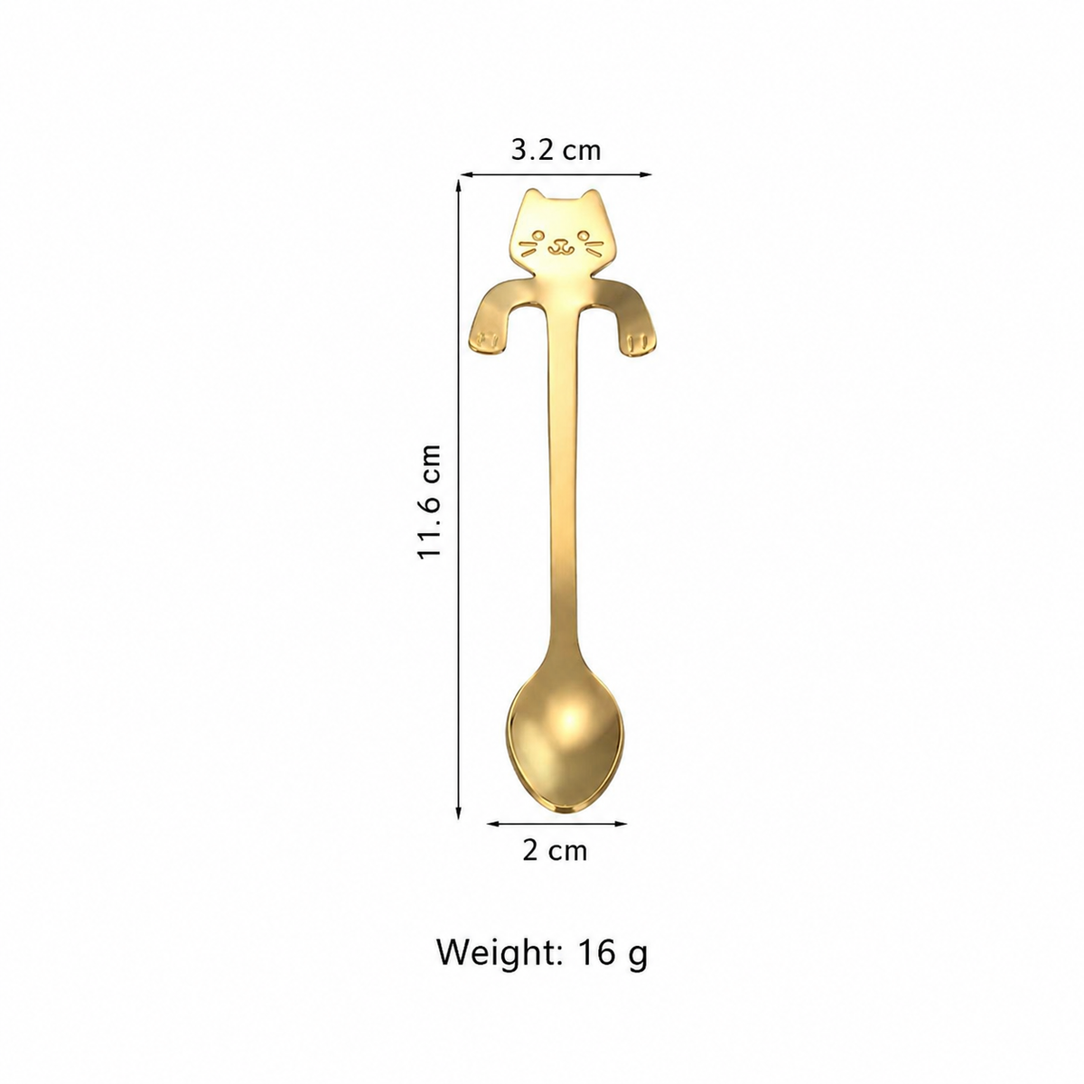 Cute Cat Hanging Spoon – Stainless Steel Coffee & Dessert Spoon with Cup Rim Hook for Tea, Drinks & Café Serving