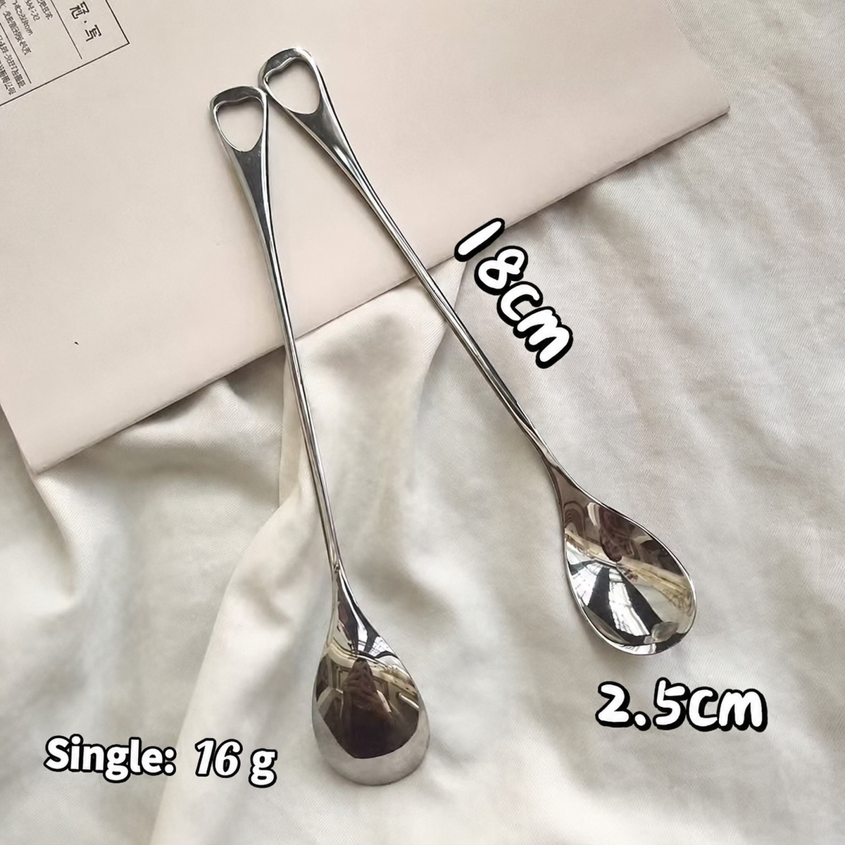 Long Handle Stainless Steel Spoon – Minimalist Coffee & Dessert Spoon with Hollow Loop Handle for Tea, Yogurt & Café Serving