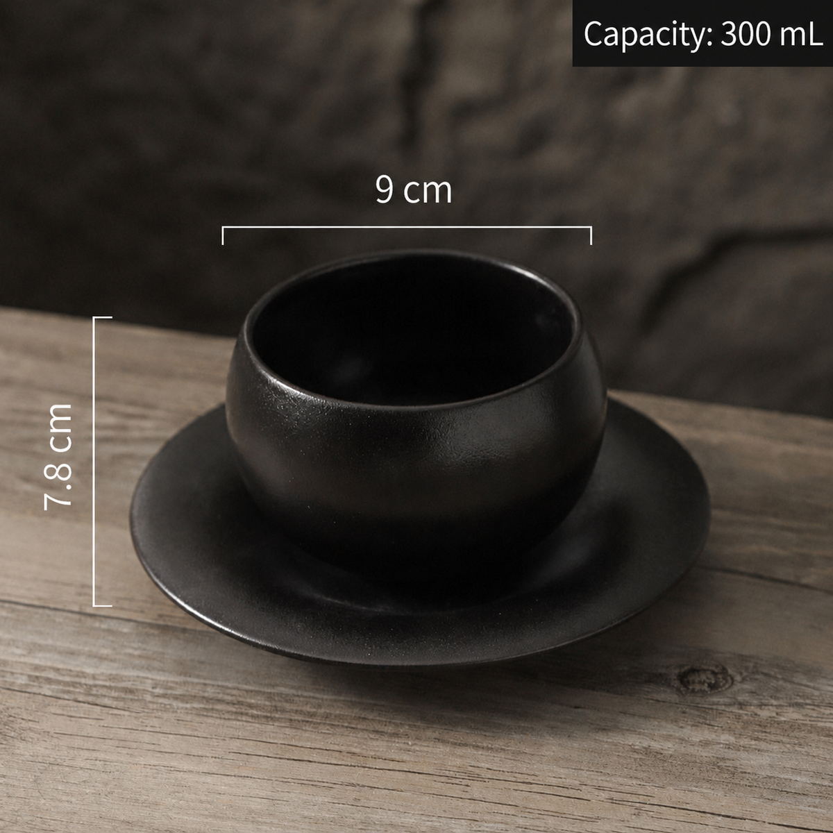 Vintage Coffee Cup & Saucer Set, 300ml Matte Ceramic Cappuccino Latte Cup, 4 Style Options