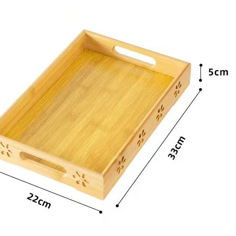 Bamboo Serving Tray with Handles Tea Cup Tray
