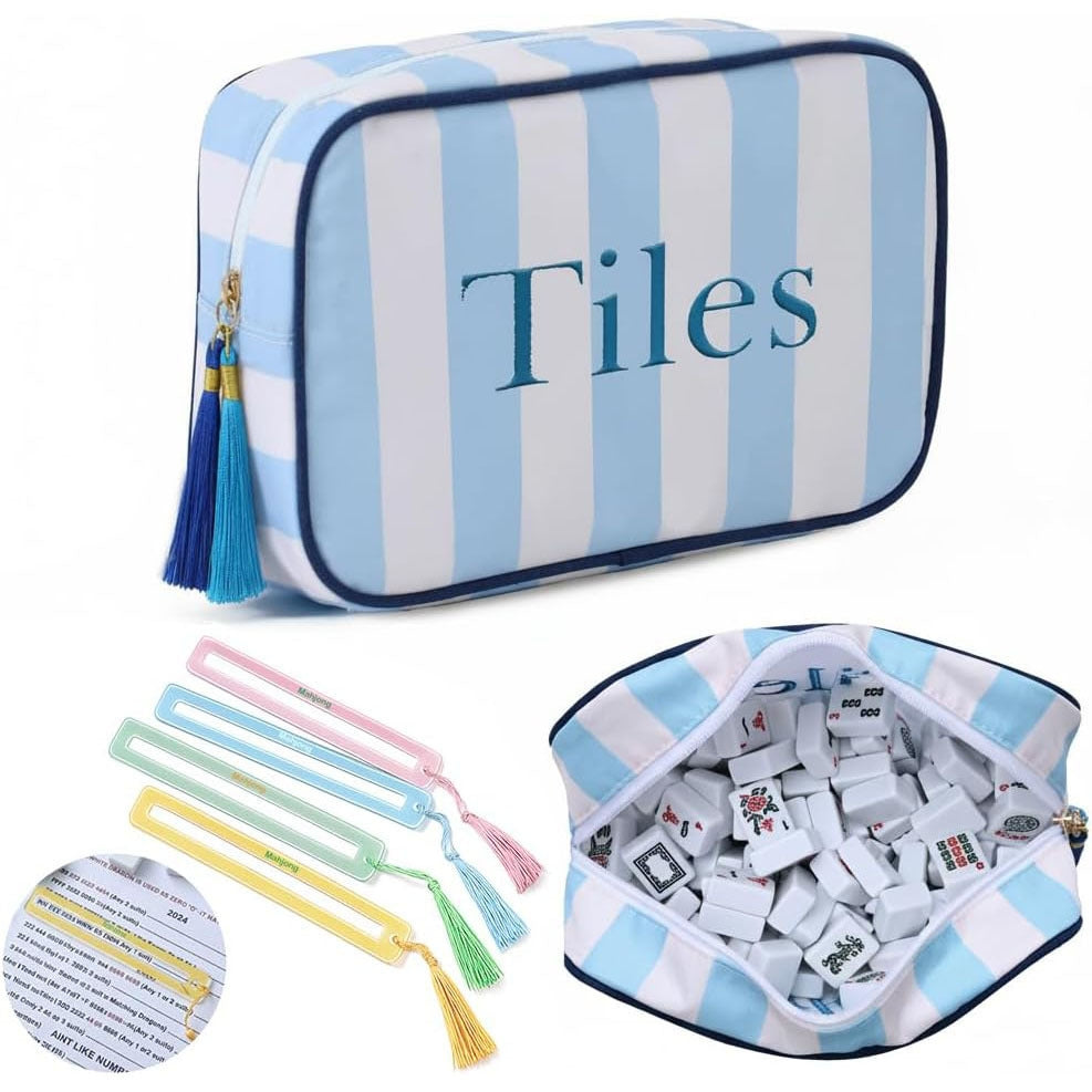 Mahjong Tile Storage Bag – Oxford Fabric Portable Game Set Organizer with Tassel Design