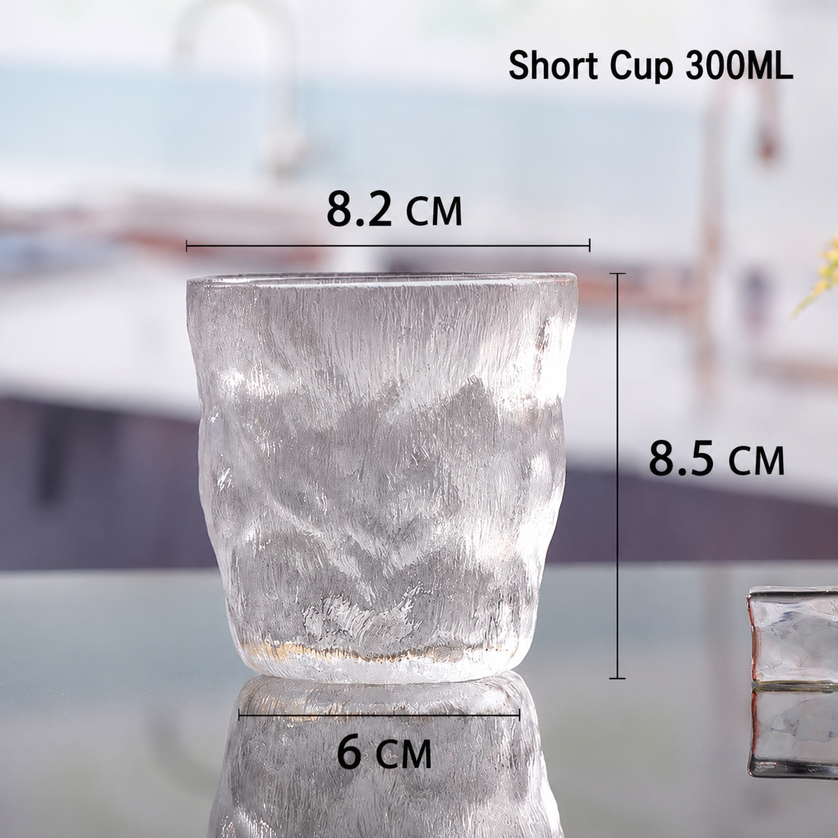 Textured Glacier Glass Tumbler, Irregular Wave Clear Drinking Glass Cup