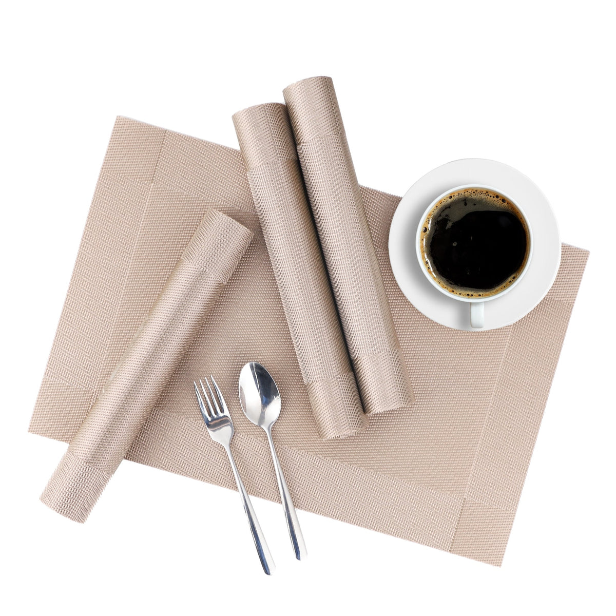 Eco-Friendly PVC Woven Placemats, Reusable Heat Resistant Non-Slip Dining Table Mats