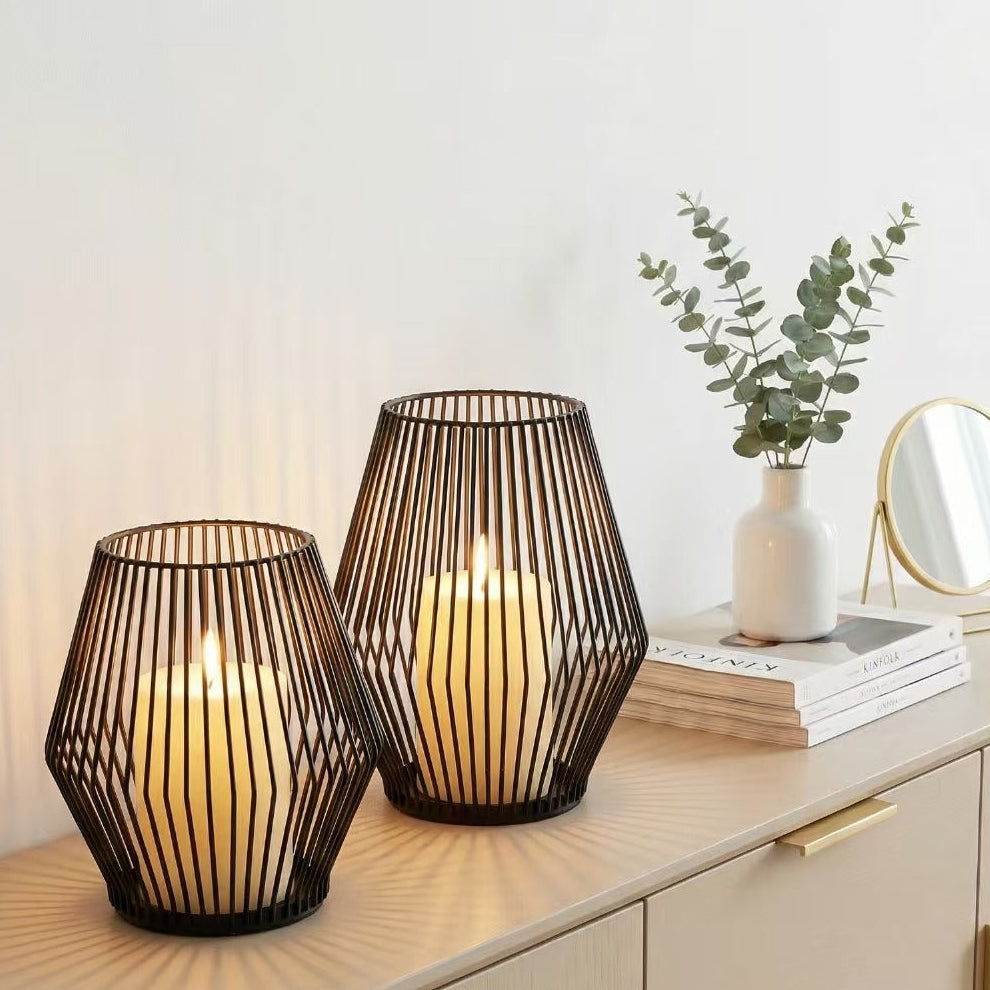 Minimalist Metal Hollow Candle Holder Set of 2