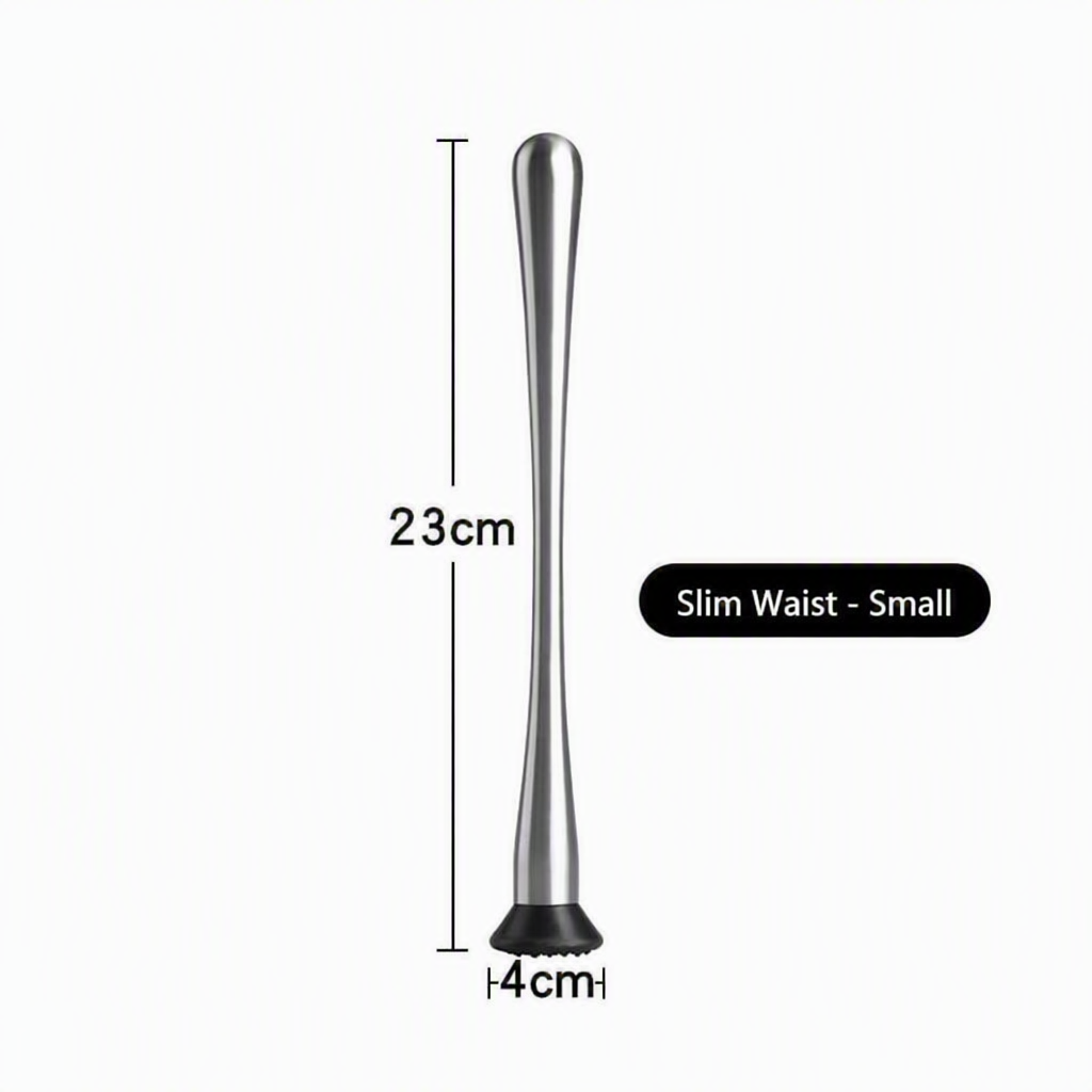 Stainless Steel Cocktail Muddler with Non-Slip PP Head, Ergonomic Slim Waist Fruit Muddler for Bar