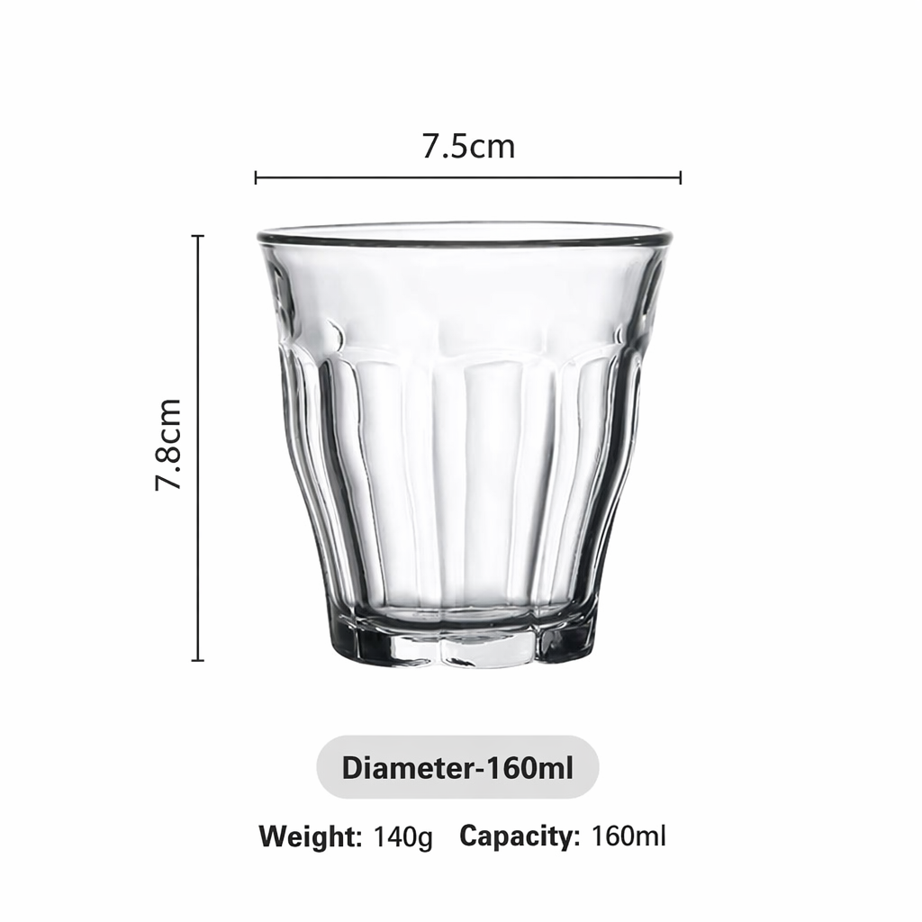 Ribbed Clear Glass Cups – Elegant Drinking Glassware for Coffee, Tea, Cocktails