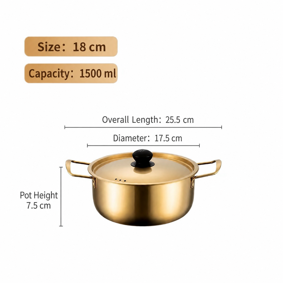 Gold Stainless Steel Hot Pot with Lid – Elegant Soup Pot Large Capacity Cooking Pot