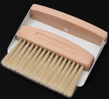 Mini Desktop Broom & Dustpan Set – Portable Tabletop Cleaning Kit with Beech Wood Handle for Keyboard, Pet Hair & Desk Debris (2 Pieces)