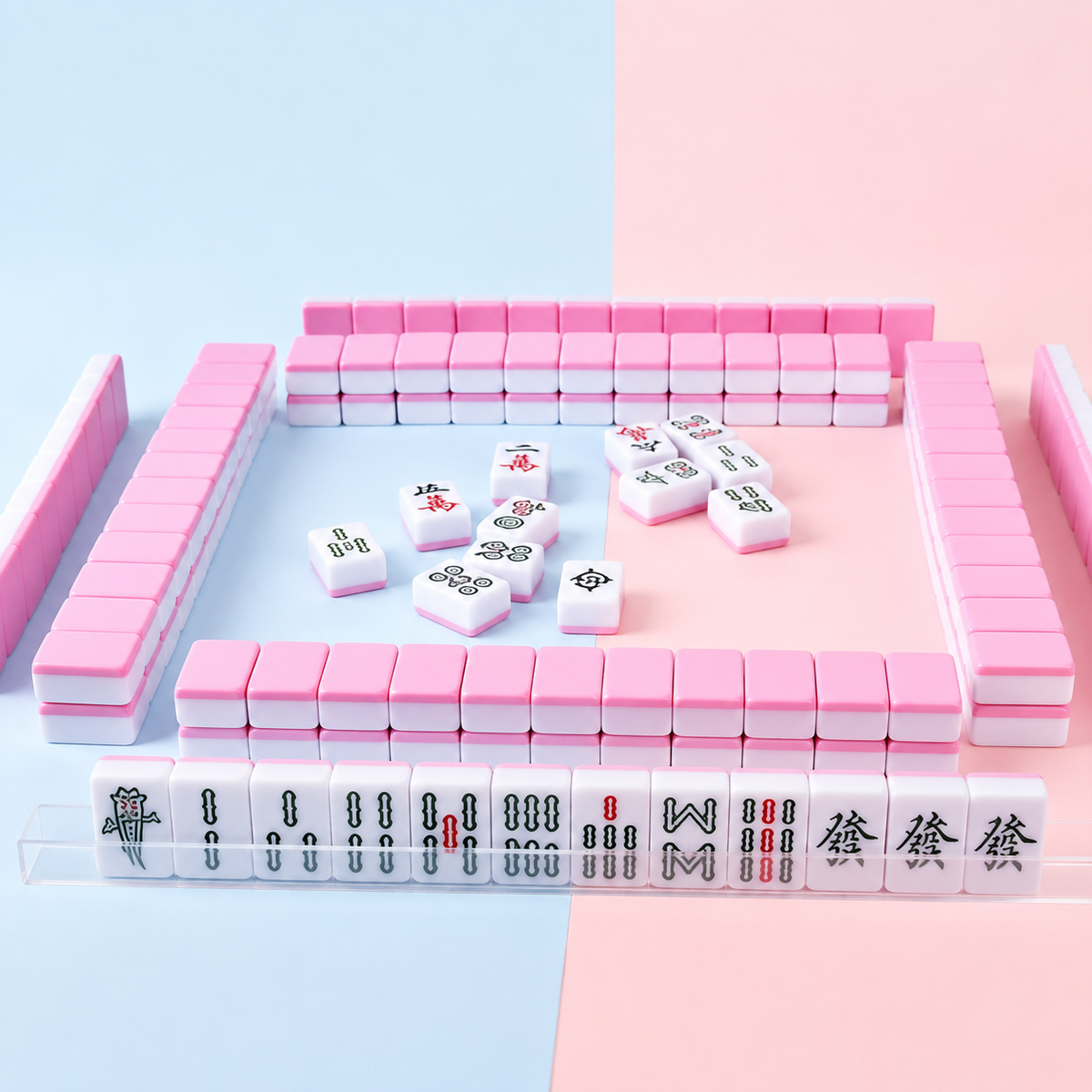 Mini Pink Mahjong Set (24mm) with Table & Dice