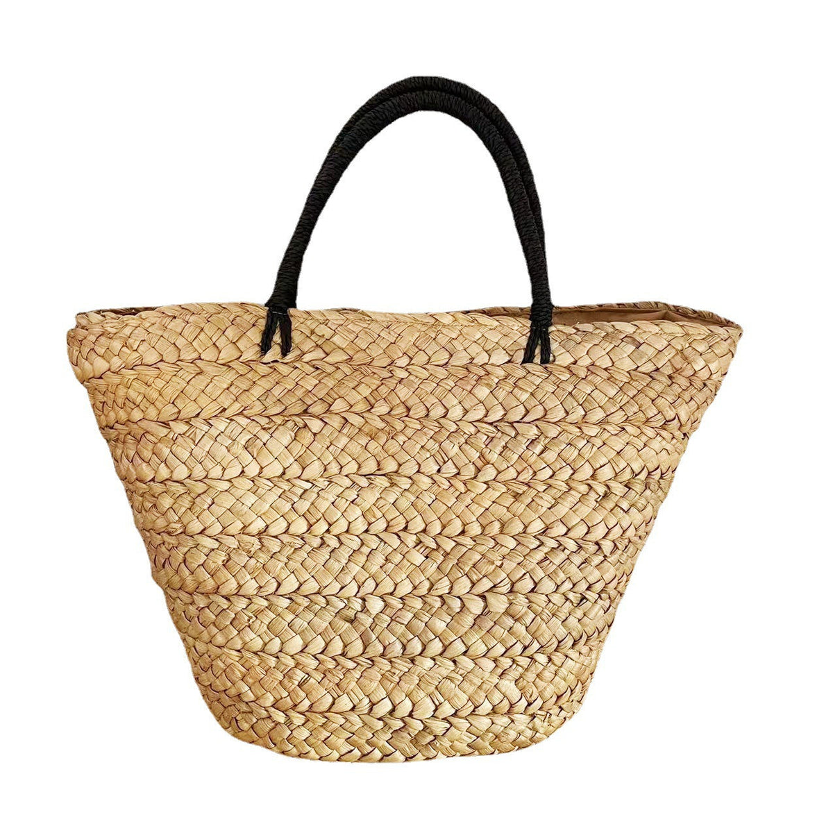 Natural Corn Husk Woven Mini Square Bag – Soft Straw Handbag with Peach Skin Lining