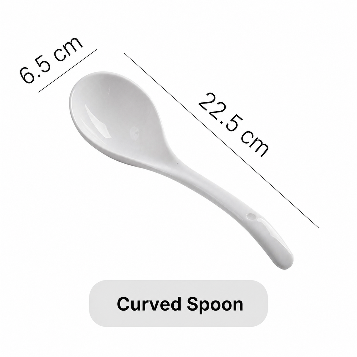 Ceramic Curved Spoon – Smooth Serving Spoon for Kitchen, Dining & Tableware