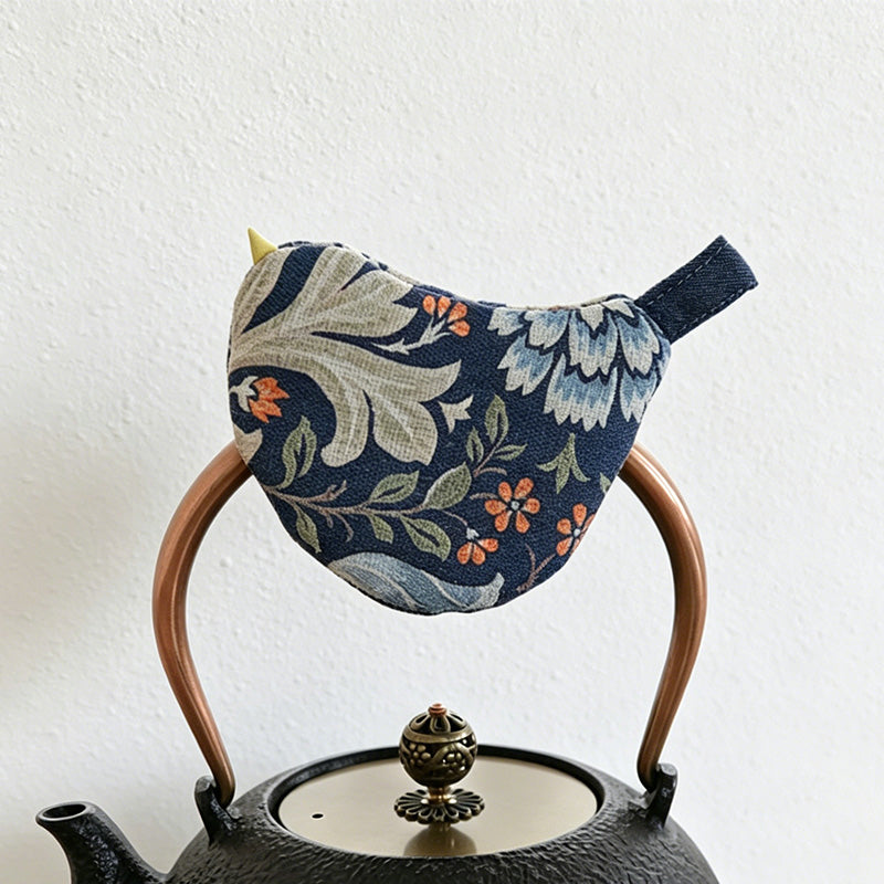 Bird Fabric Pot Handle Cover - Floral Padded Kitchen Handle Protector for Teapot & Pan