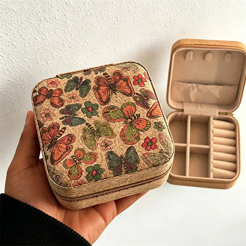 Floral Jewelry Case – Vintage Travel Organizer for Rings, Necklaces & Accessories