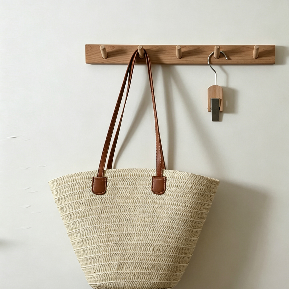 Woven Straw Tote Bag – Large Paper Rope Shoulder Bag with Zipper Closure for Daily Style