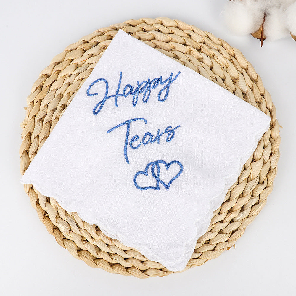 Embroidered Wedding Handkerchief – Cotton Keepsake Gift
