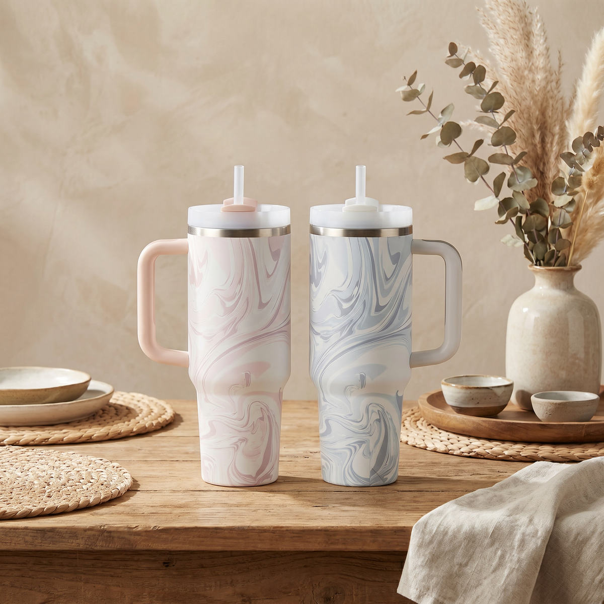 40oz Stainless Steel Insulated Tumbler With Lid & Straw Extra Large Capacity Travel Ice Mug Double Wall Vacuum Hot Cold Drink Cup Portable Customizable Fashion Water Bottle
