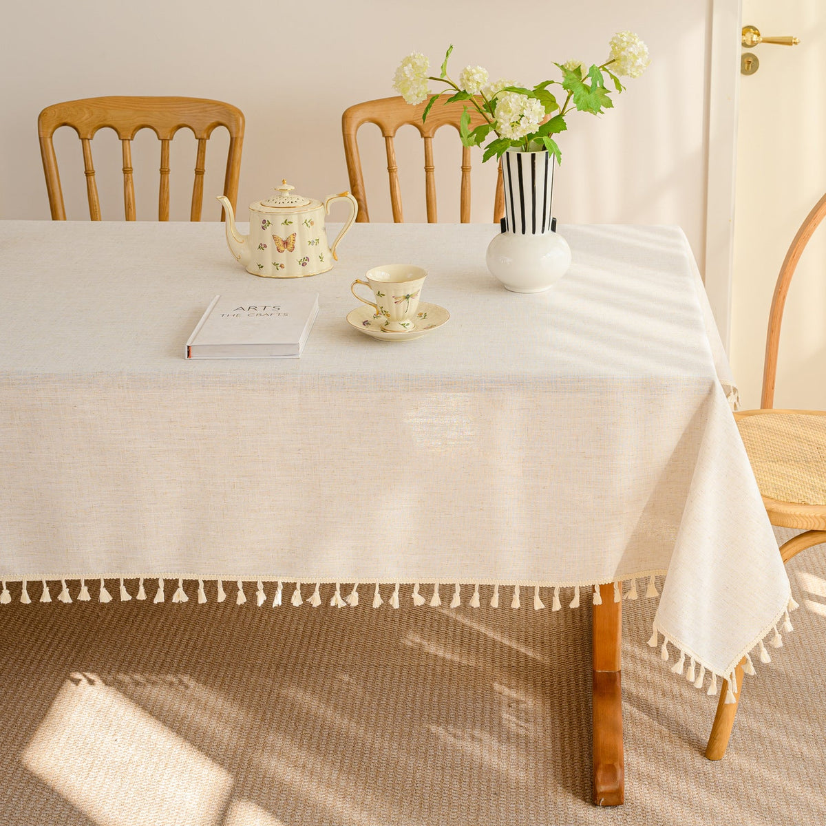 Solid Waterproof Tablecloth, Cotton Linen Rectangular Table Cover