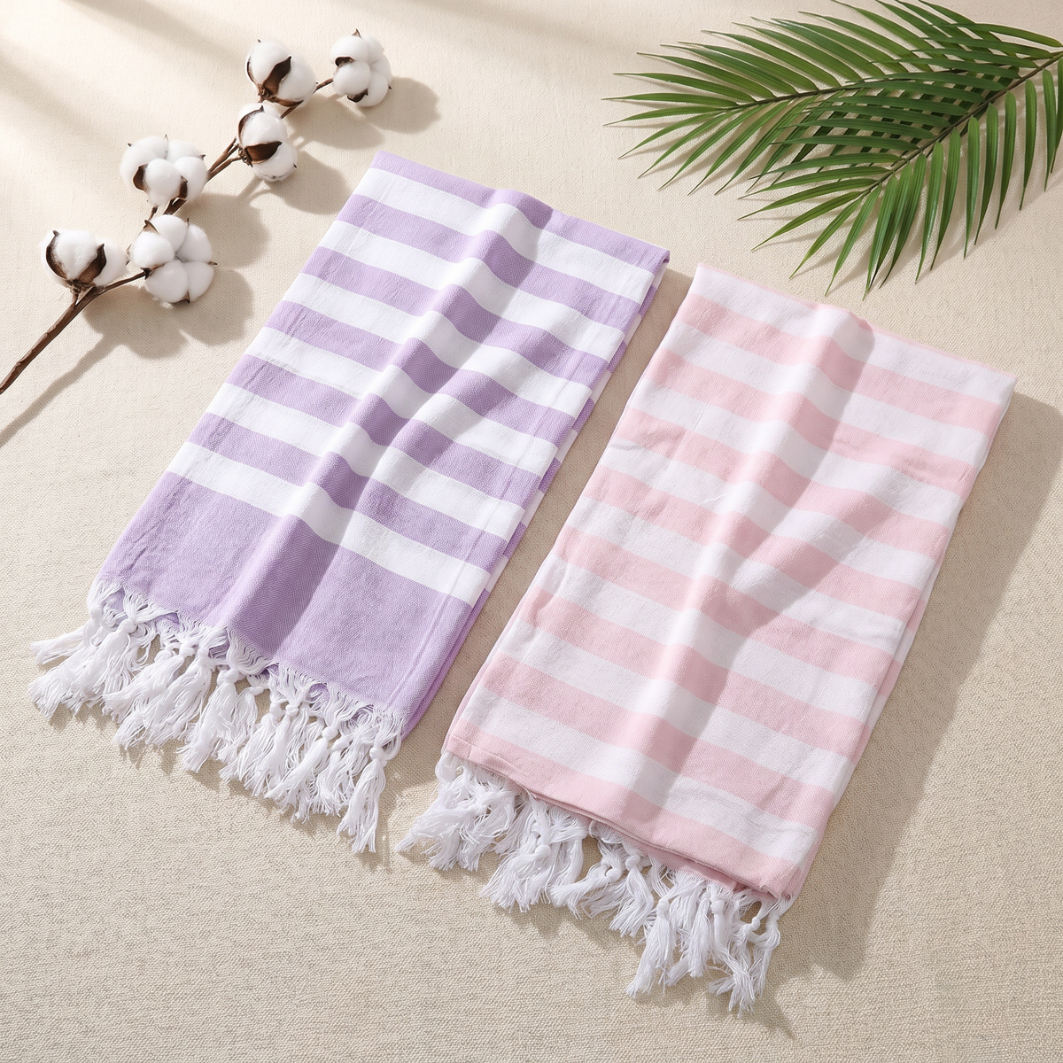 Oversized Striped Cotton Beach Towel Tassel Fringe Quick Dry Picnic Throw Swim Towel 1x1.8m
