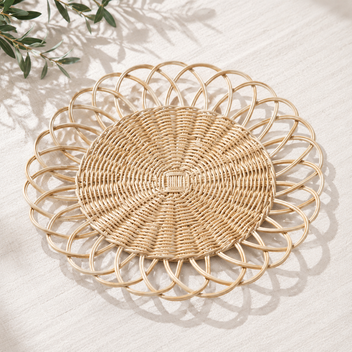 Handwoven Rattan Placemat – Rustic Table Mat & Coaster Collection