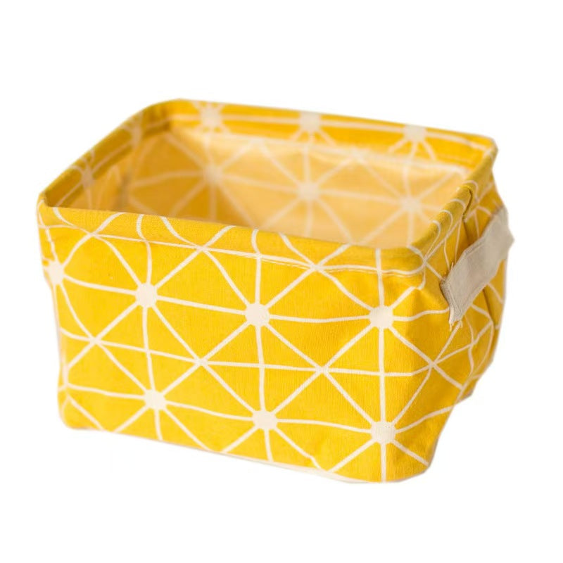 Foldable Cotton Linen Storage Basket Desktop Organizer Box